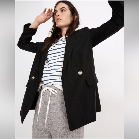 Madewell Caldwell Double Breasted Blazer Two Button Edition MD254 Black XS - Picture 2 of 9